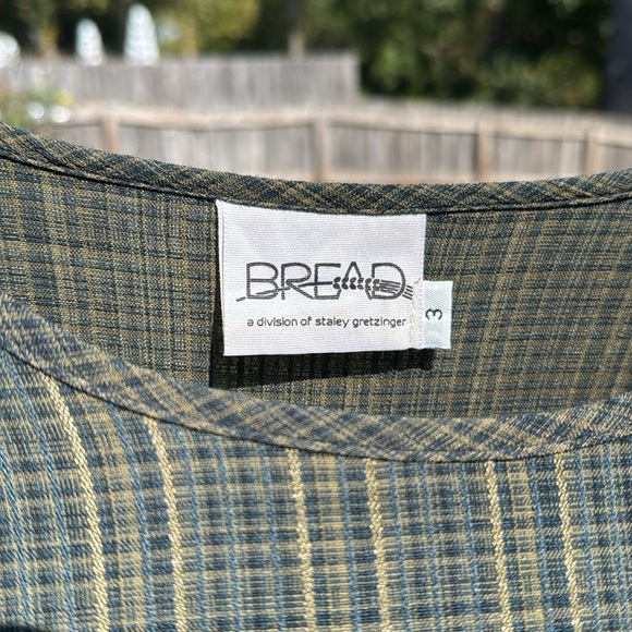 NOS Vintage Bread Sz 3 Tunic Green Plaid Fall Leaves US Made Gretzinger Hudson - Picture 4 of 12